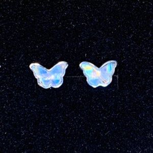 Rainbow Moonstone Butterfly Sterling Silver Earring, Flashy Earring, Dainty